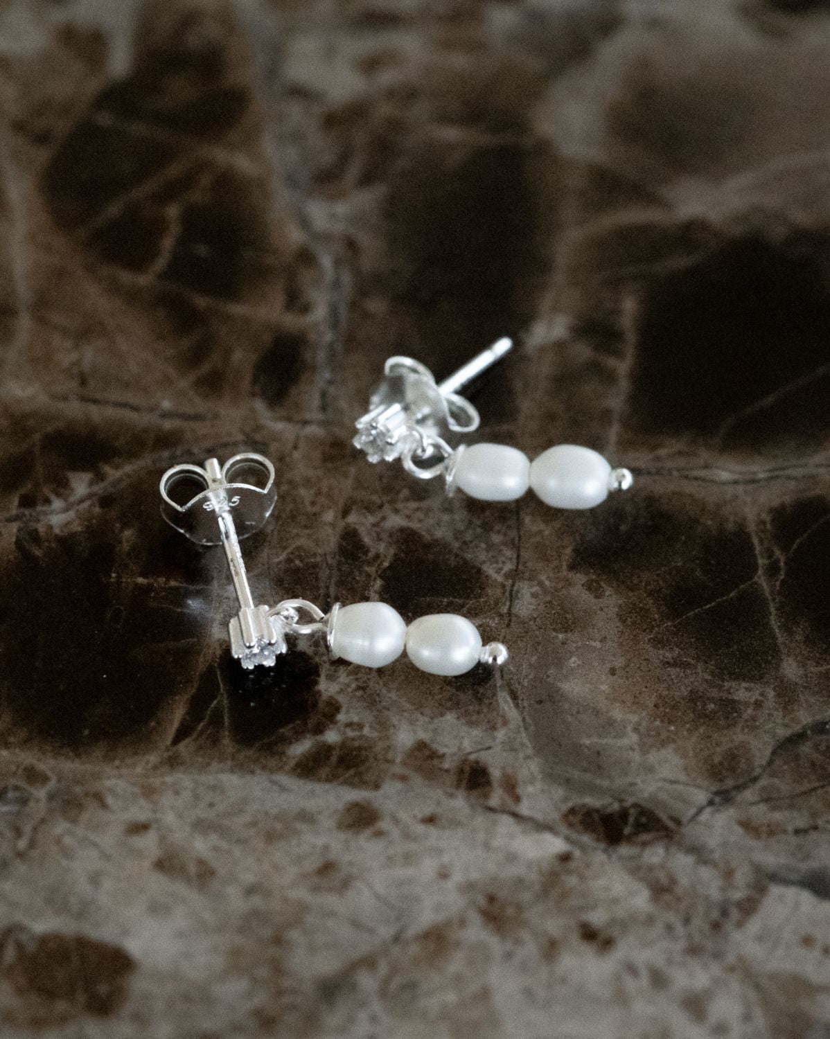 Double Mini Pearl Studs Sterling Silver