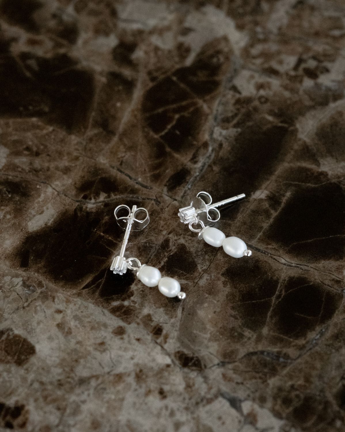Double Mini Pearl Studs Sterling Silver