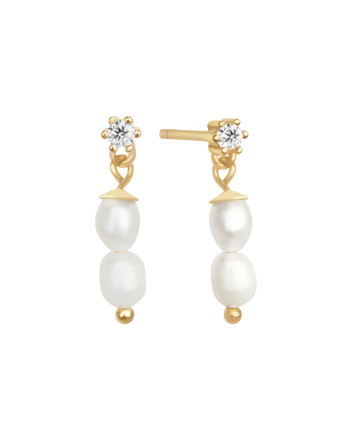 Double Mini Pearl Studs Sterling Silver