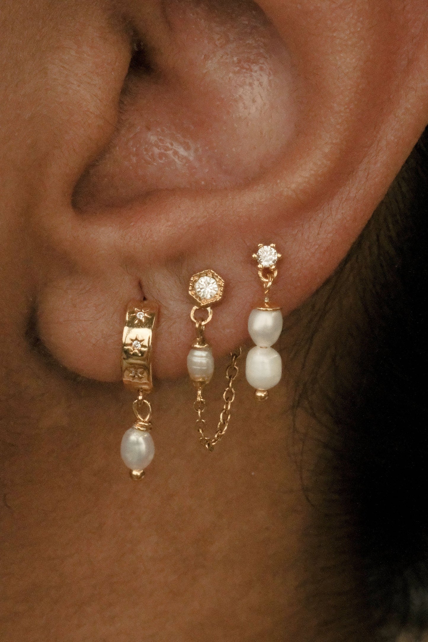 Double Mini Pearl Studs Sterling Silver