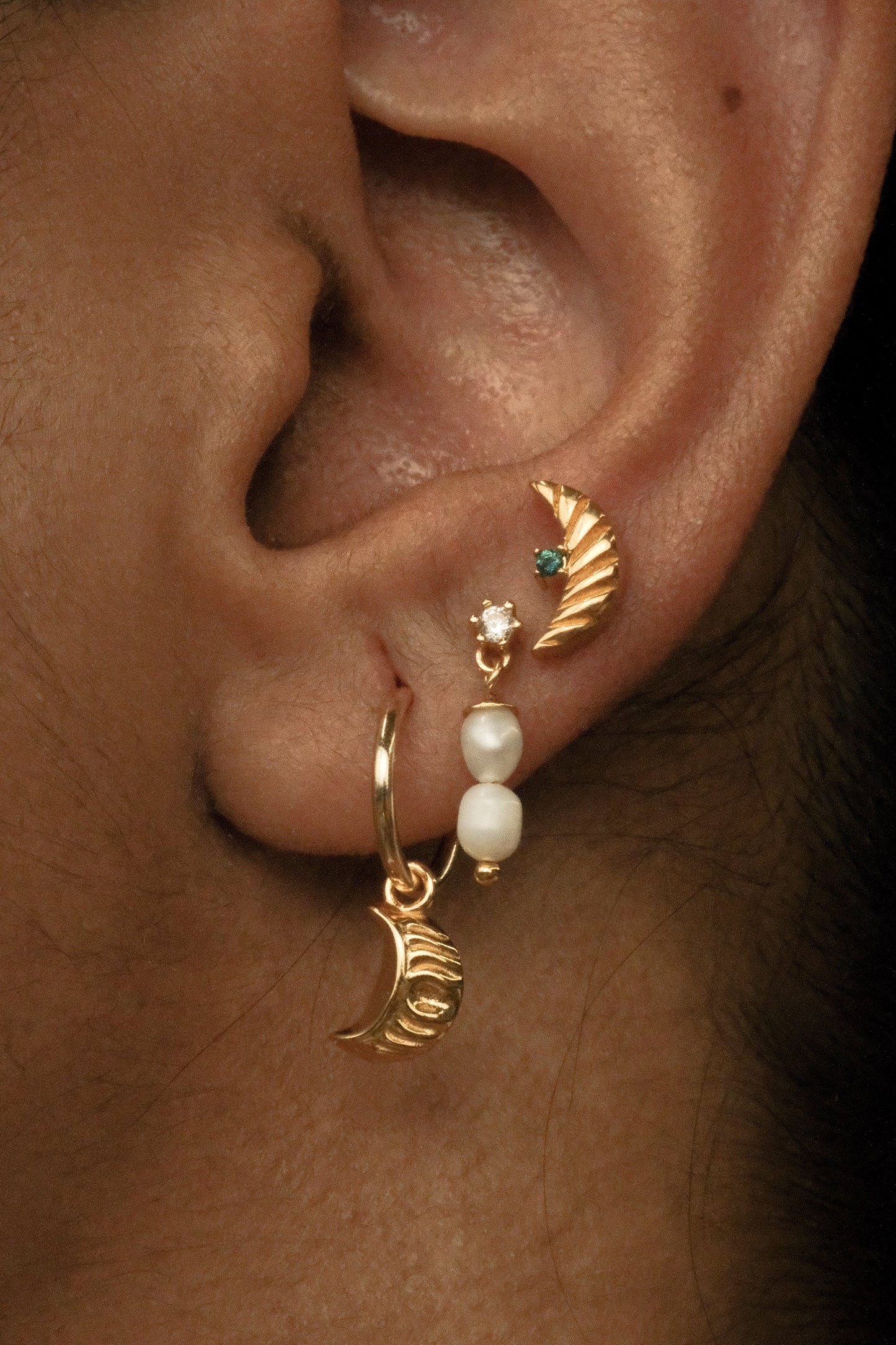 Double Mini Pearl Studs Sterling Silver