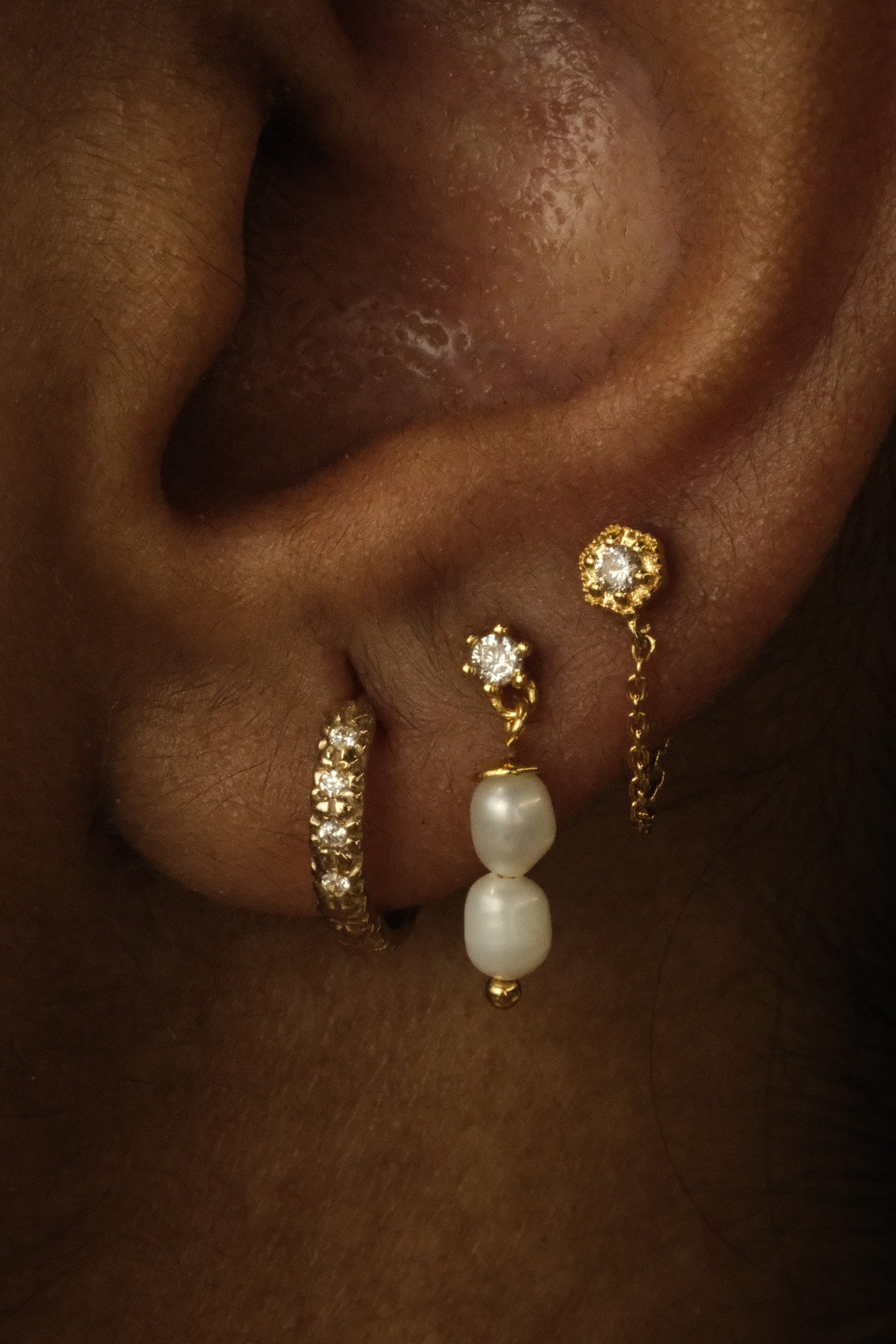 Double Mini Pearl Studs Sterling Silver