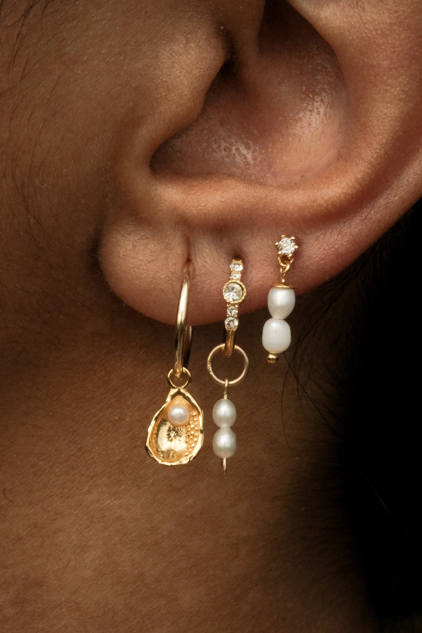 Double Mini Pearl Studs Sterling Silver