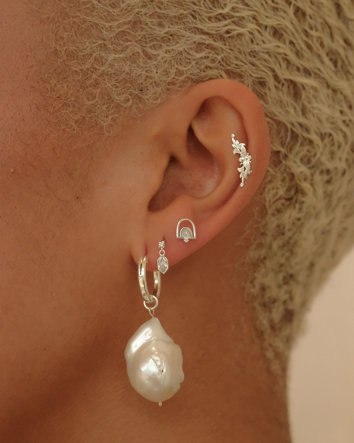 Dangle Single Stud - Sterling Silver