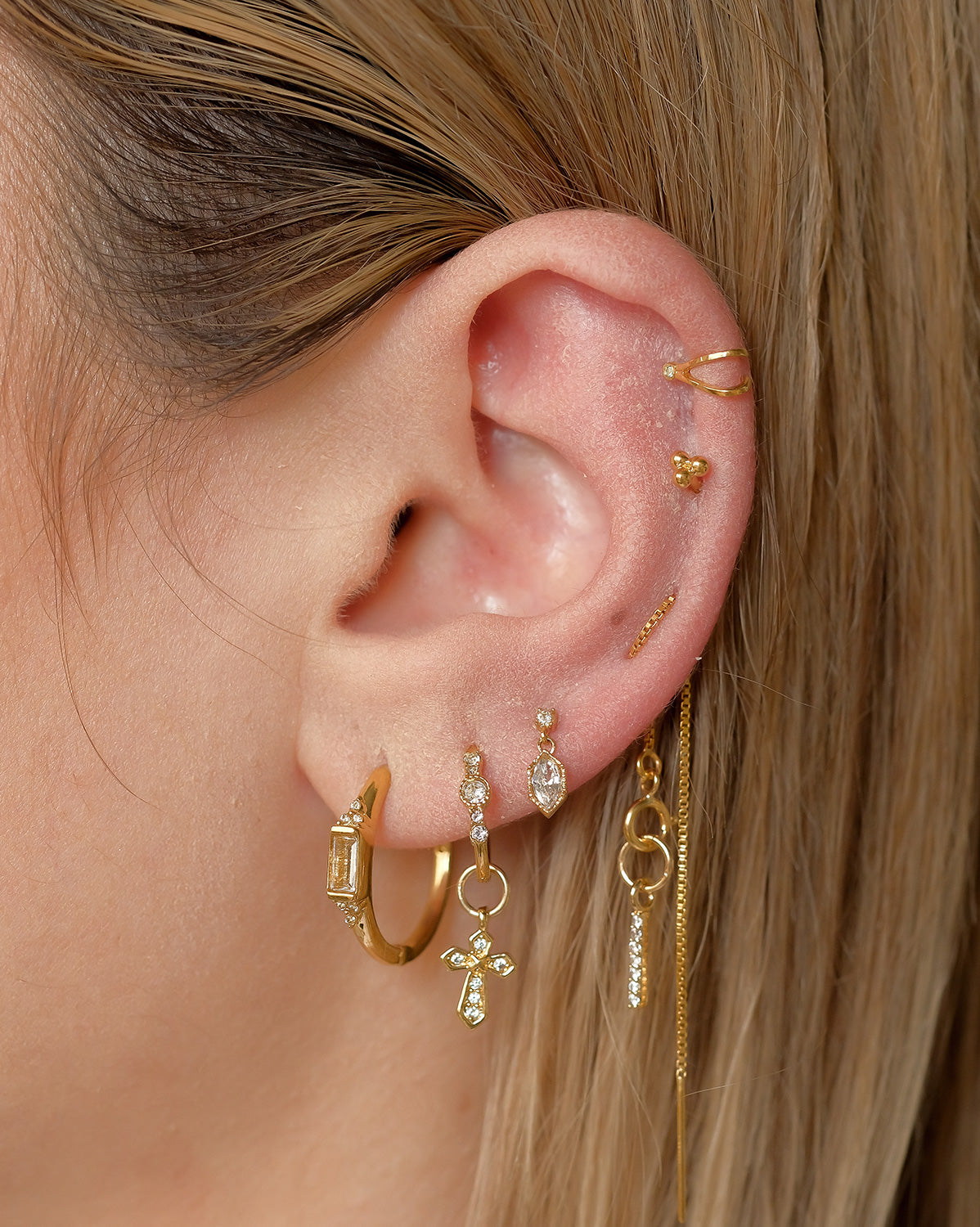 Dangle Single Stud - Sterling Silver