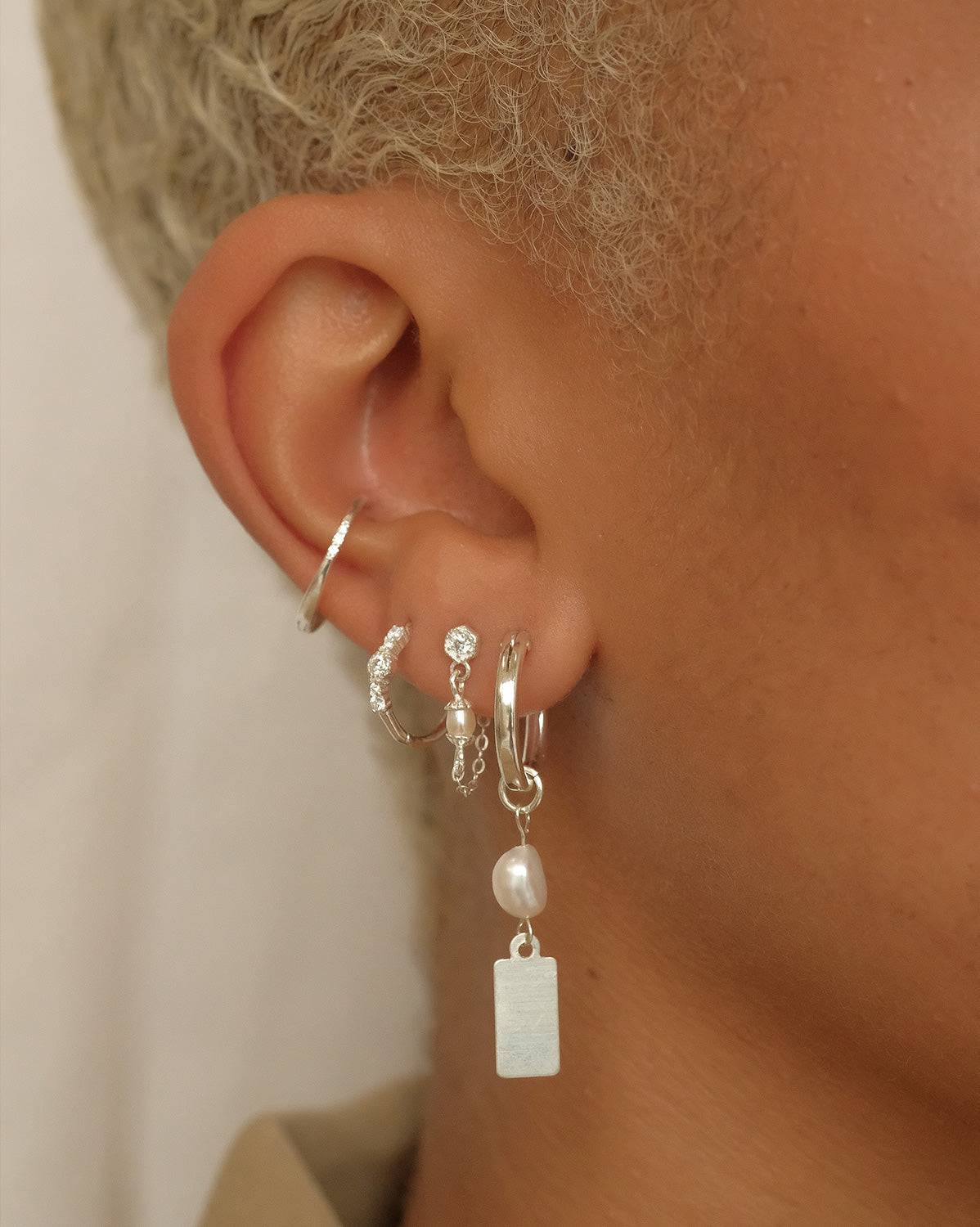 Pearl Drop Stud - Sterling Silver