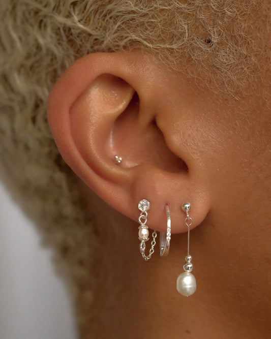 Pearl Drop Stud - Sterling Silver